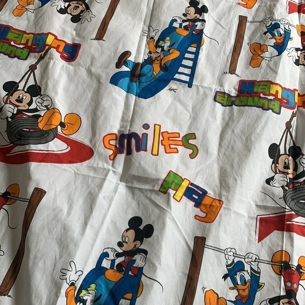 Disney Playground Mickey Mouse Goofy Donald‎ Club House twin flat Bed Sheet